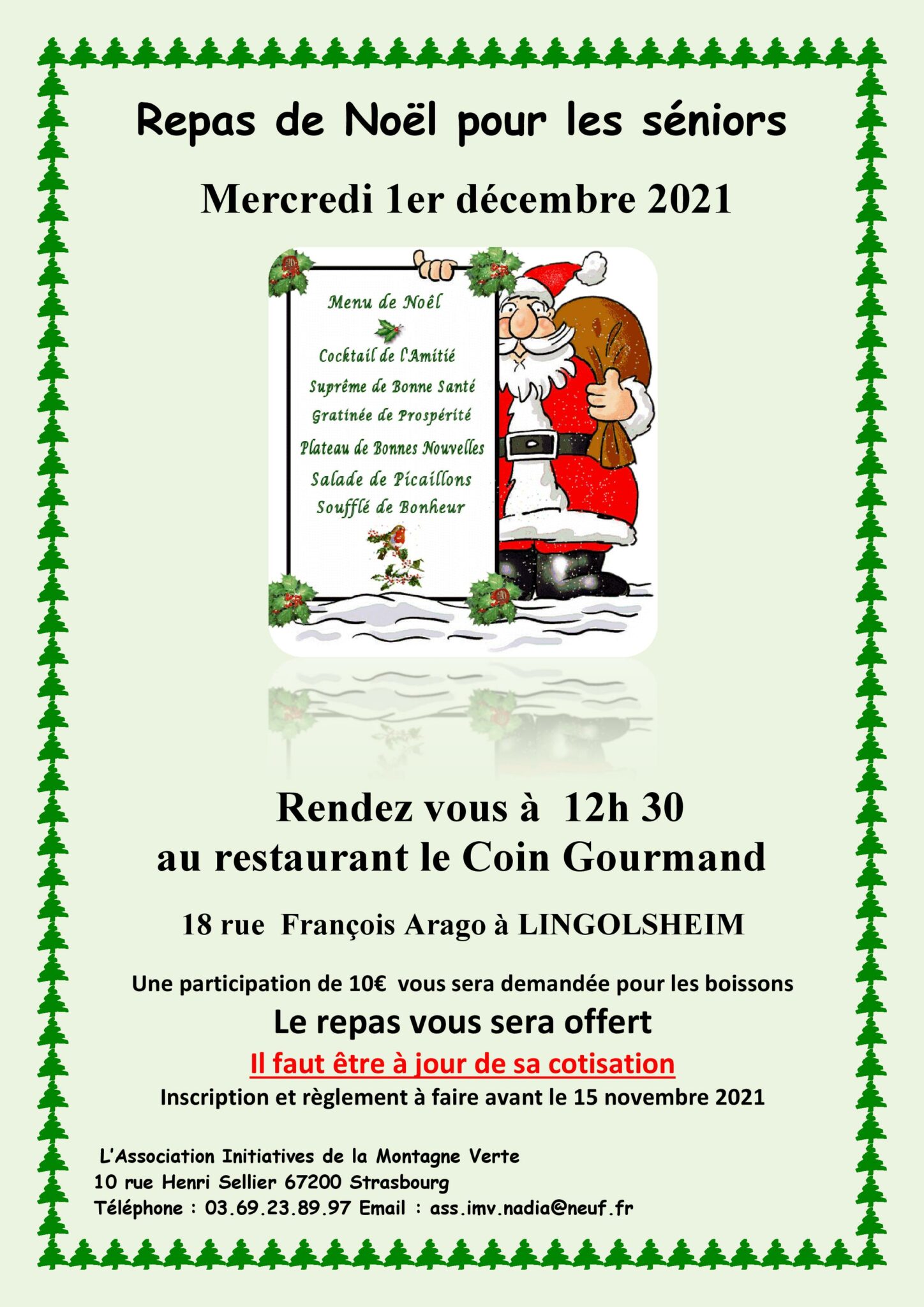 Association initiatives montagne verte Repas de Noël pour les séniors - 2021 - Association 